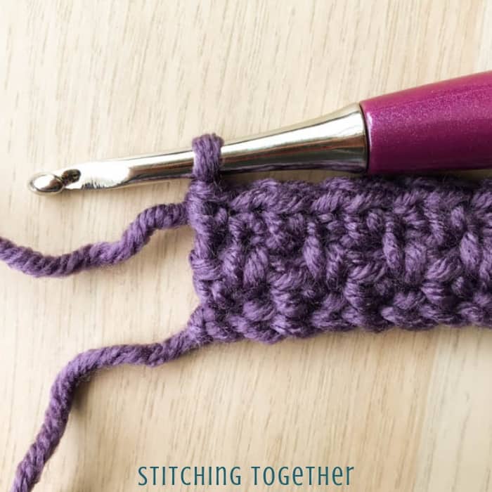 completed third row of the moss stitch