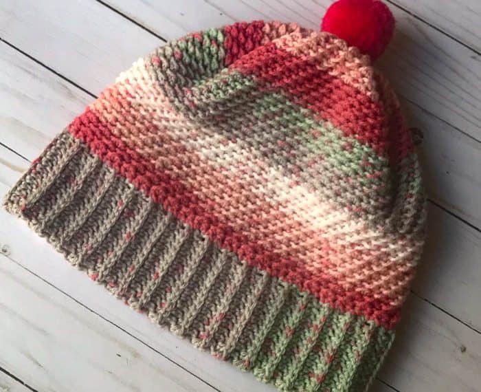 striped crochet hat with brim