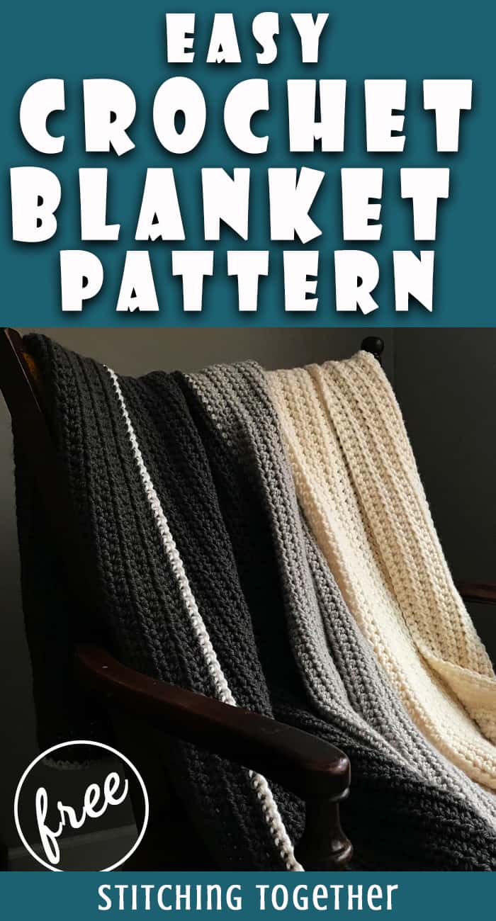 hdc crochet blanket draped over a chair