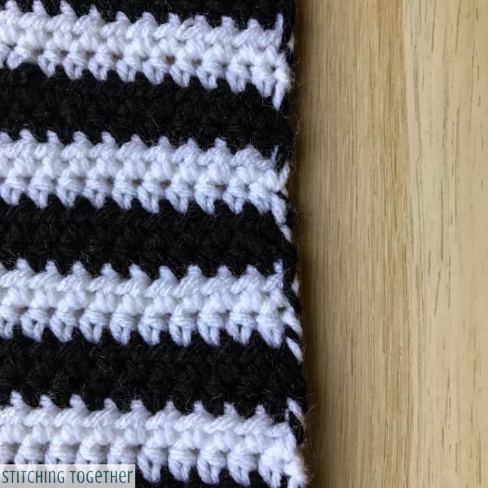 black and white crochet stripes 