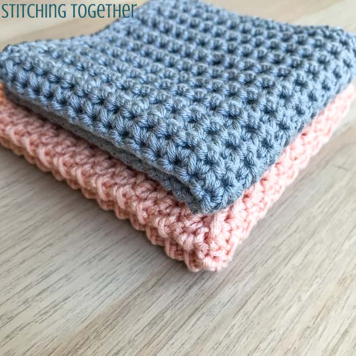 gray and pink crochet baby washcloths