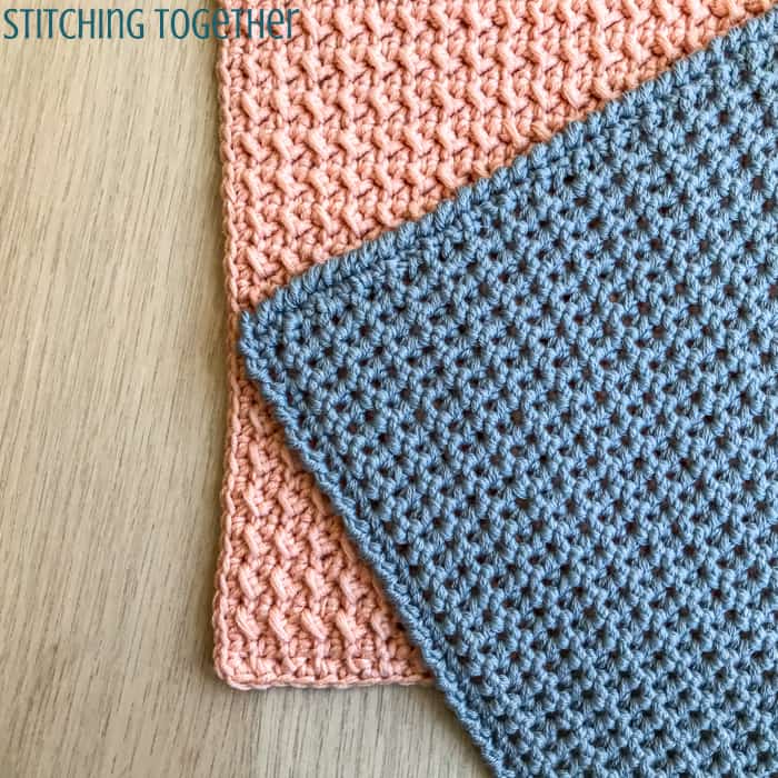 pink and gray crochet washcloths