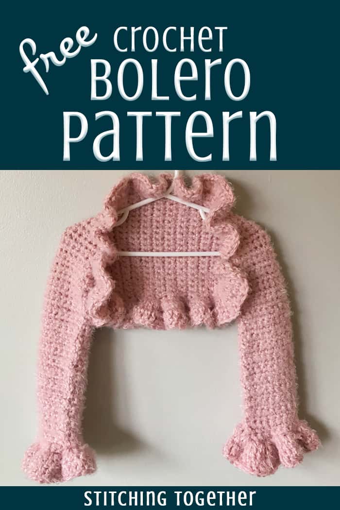 pink crochet bolero free pattern pin image