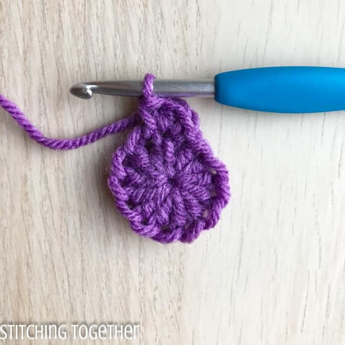 purple crochet circle