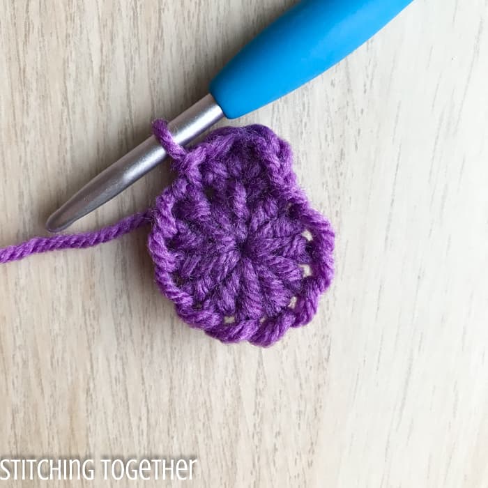 first petal of small crochet flower