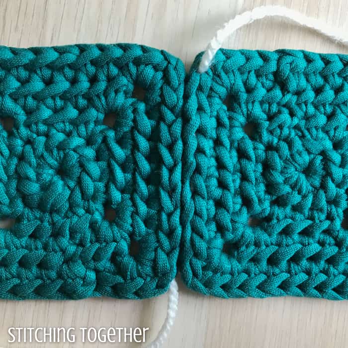 front side of joined crochet squares