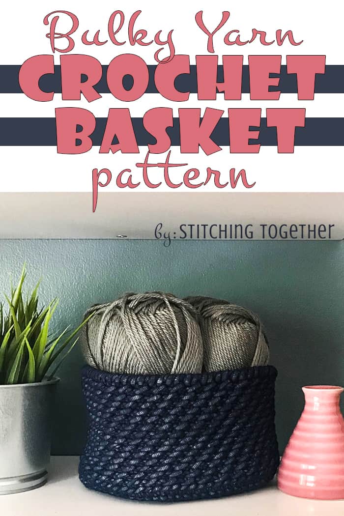 crochet basket on shelf pin image