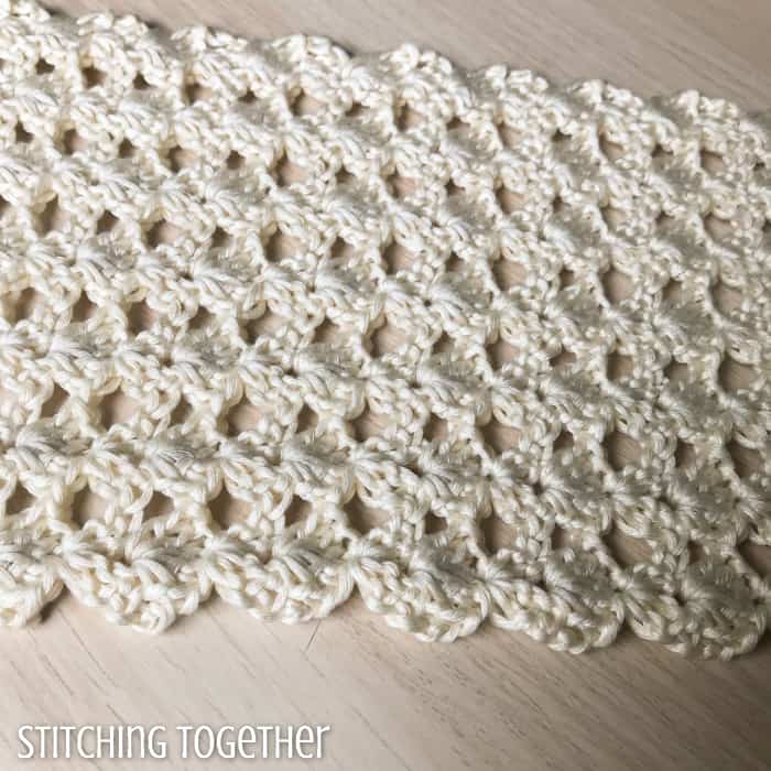 close up of open shell stitches