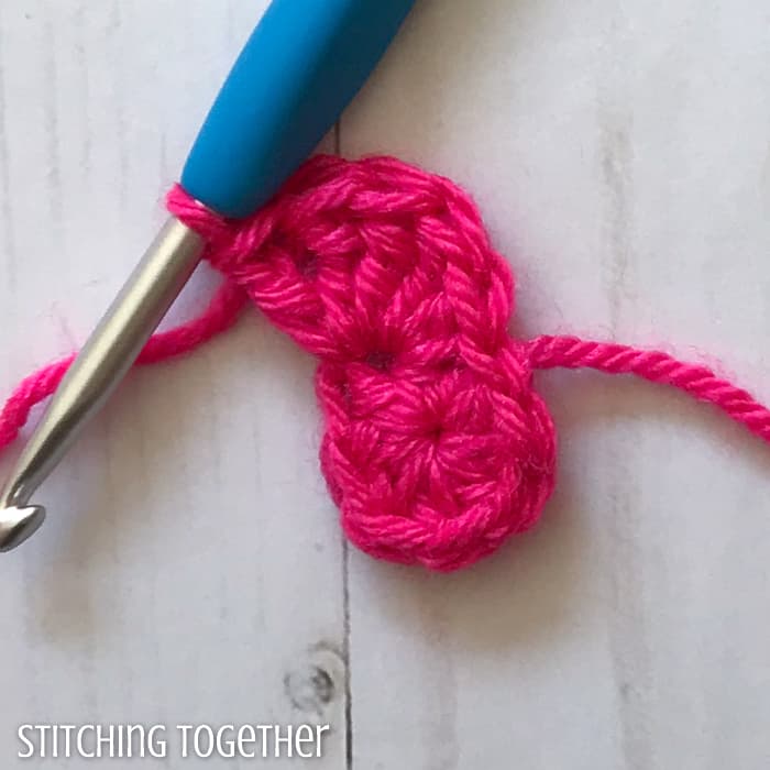 crochet circle with stitches being added