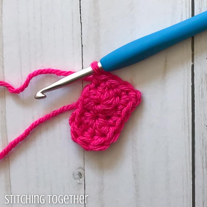 crochet circle with stitches being added