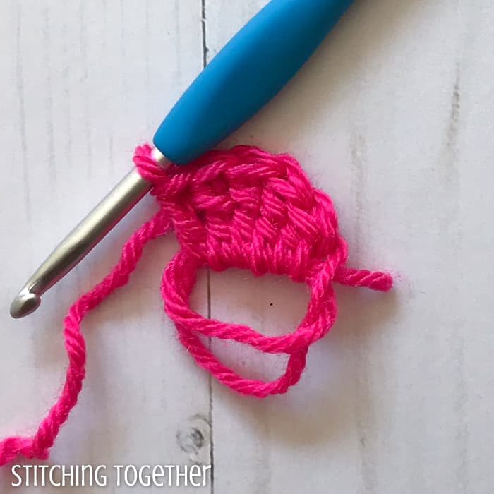 adding crochet stitches to a magic ring