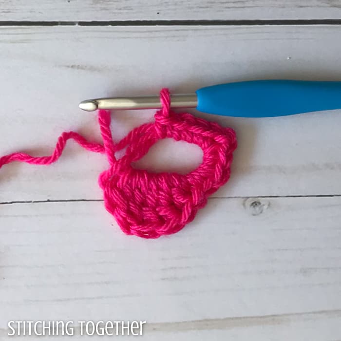 adding crochet stitches to a magic ring
