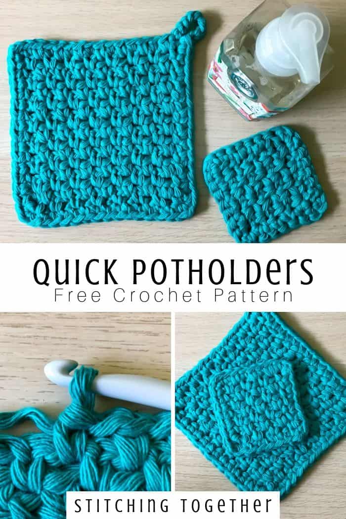 Easy Crochet Potholder (Wait until you see this yarn!) - Stitching Together