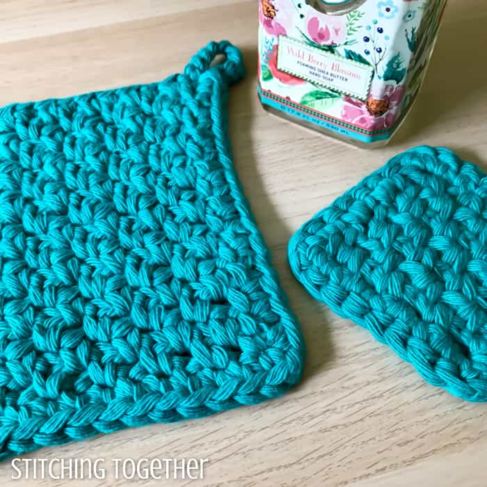 Easy Crochet Potholder (Wait until you see this yarn!) - Stitching Together