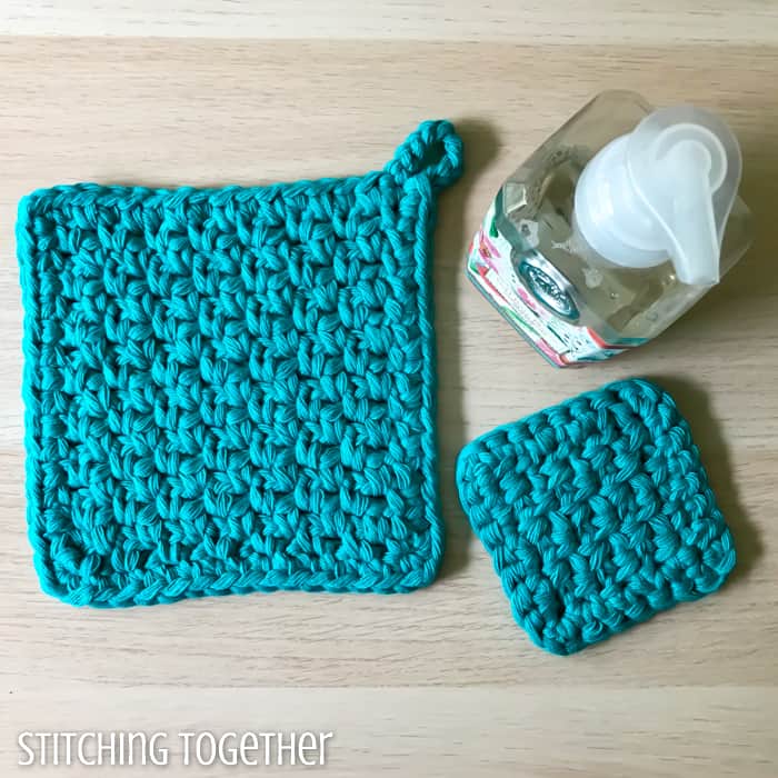 large and small crochet potholder