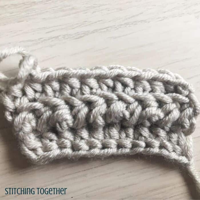 small crochet swatch with textured stitches