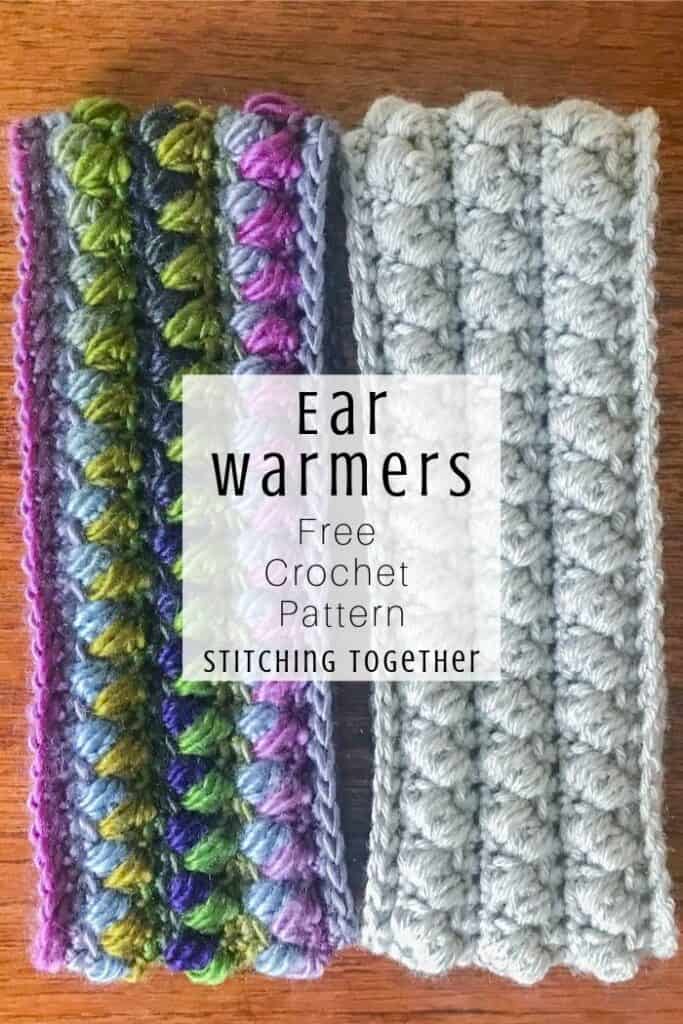 two crochet ear warmer headbands next to each other