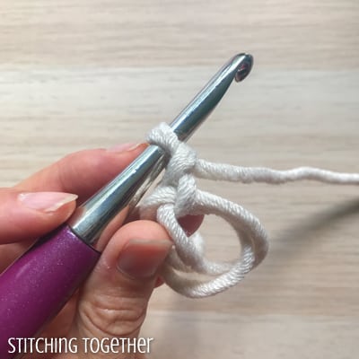 chaining one to start crocheting in the magic ring