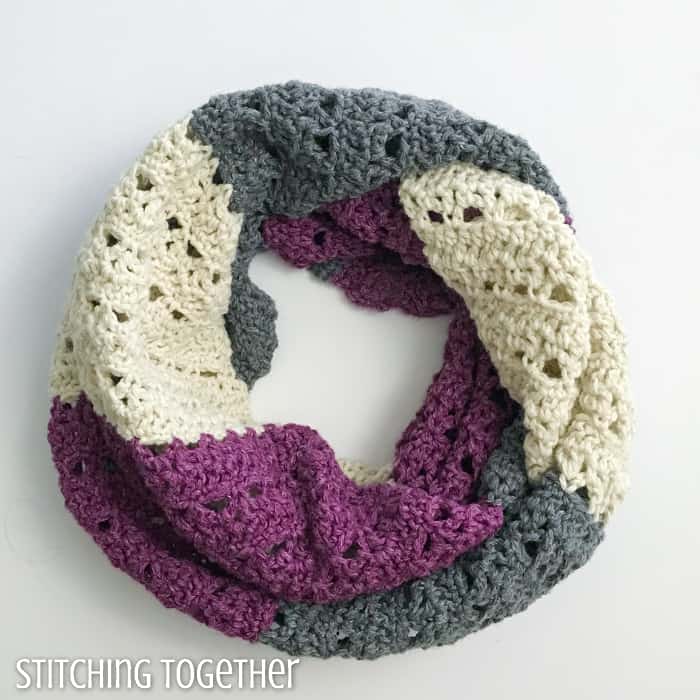 Silky Striped Crochet Infinity Scarf