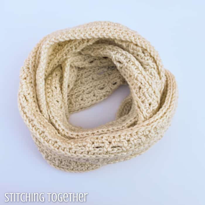 wrapped infinity crochet cowl