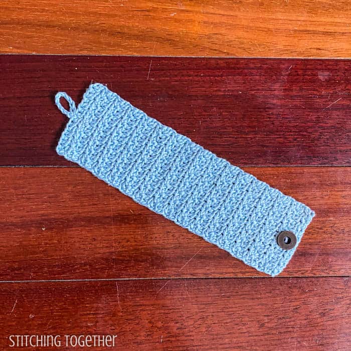 mug cozy crochet rectangle laid out flat
