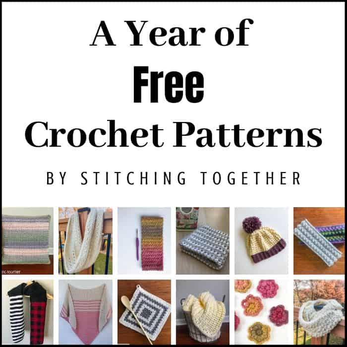 collage images and text reading a year of free crochet patterns
