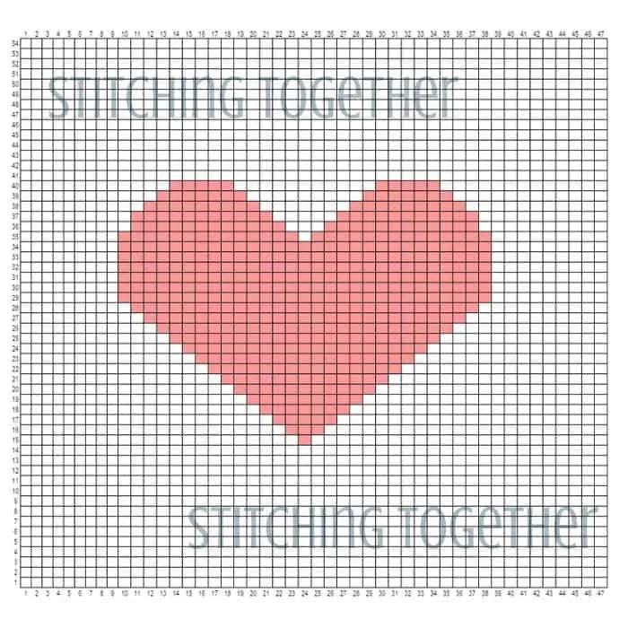 heart graph for crochet pillow