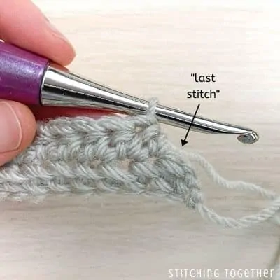 last stitch in row 2 when starting with a fhdc