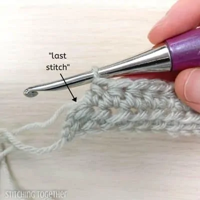 last stitch in row 2 when starting with a fhdc