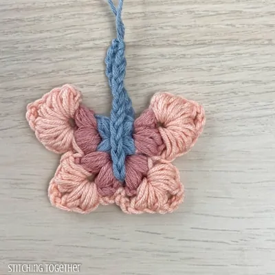 adding chain body to crochet butterfly