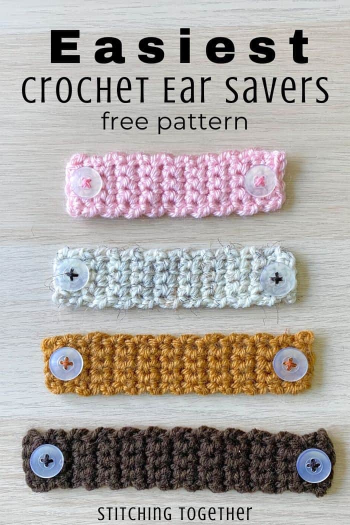4 different sizes of rectangular crochet ear savers