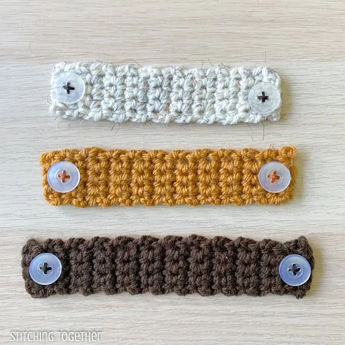 differently sized crochet ear savers