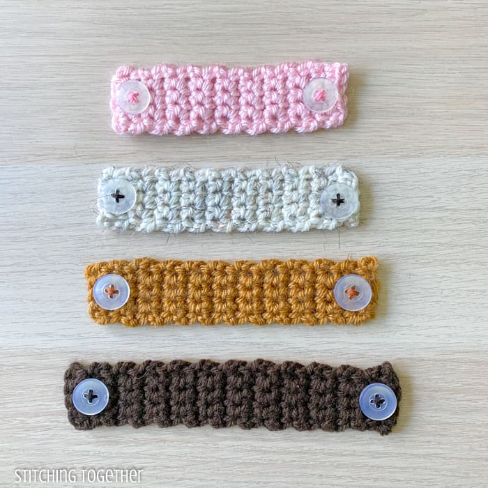 differently sized ear savers crochet