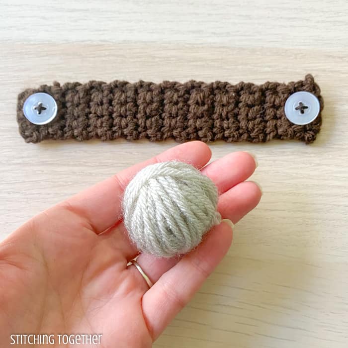 scrap ball of yarn and crochet ear saver
