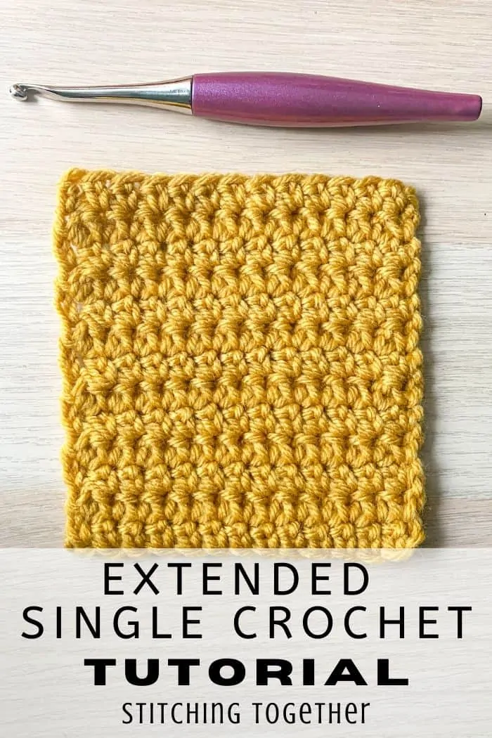 extended single crochet swatch with hook