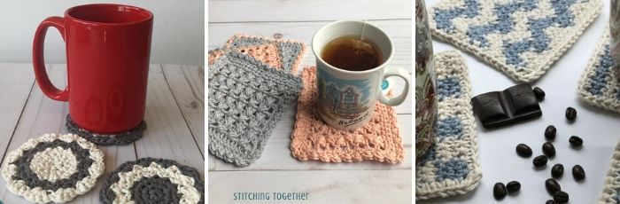 3 different coaster crochet patterns