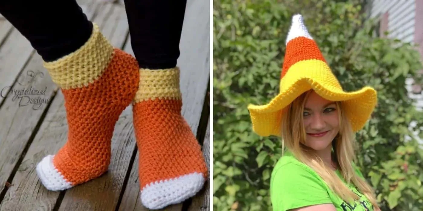 crochet candy corn socks and hat