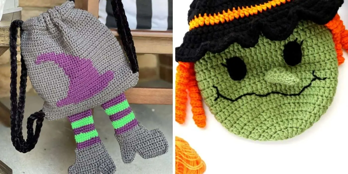 2 different crochet treat bags