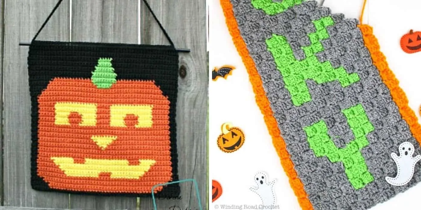 pumpkin and spooky wall hanging