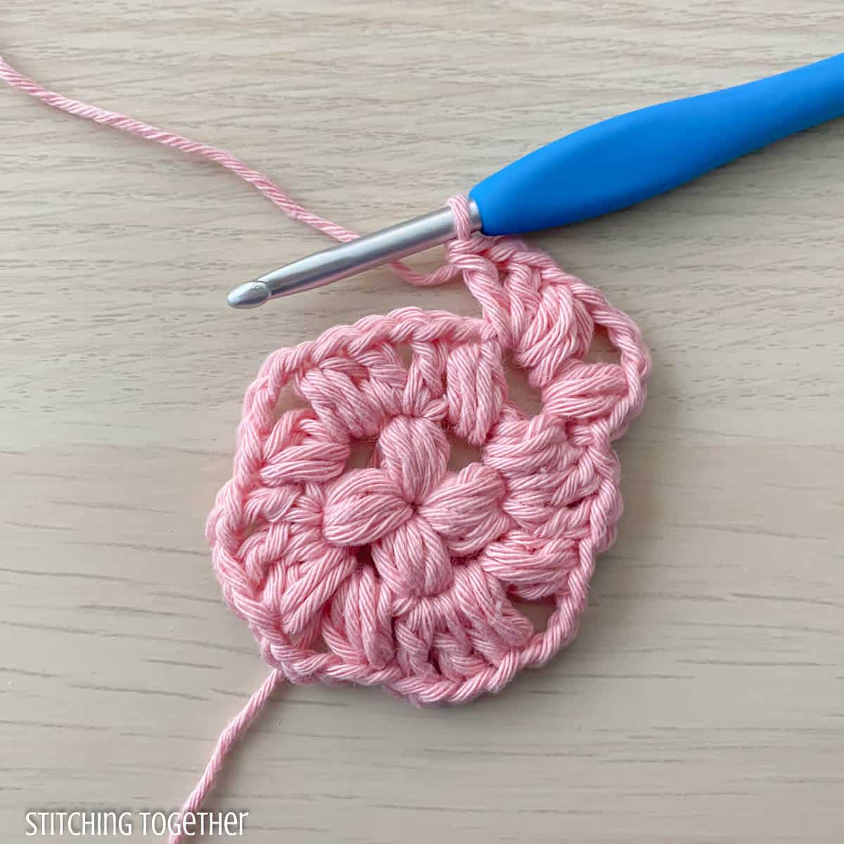 crochet square in progress