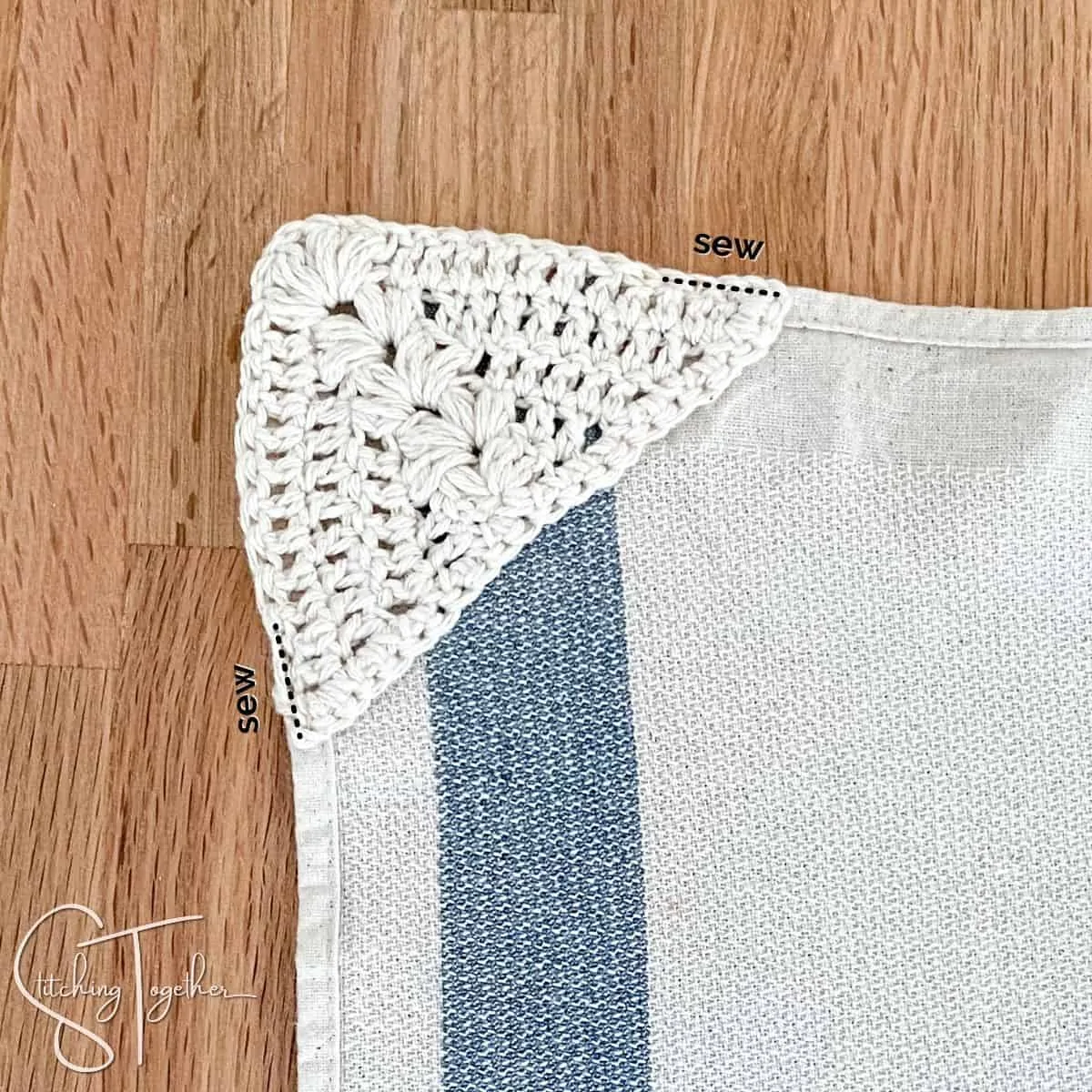 lines showing where to sew to attach the towel topper