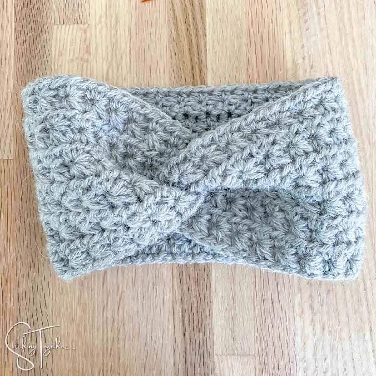 gray twisted crochet headband