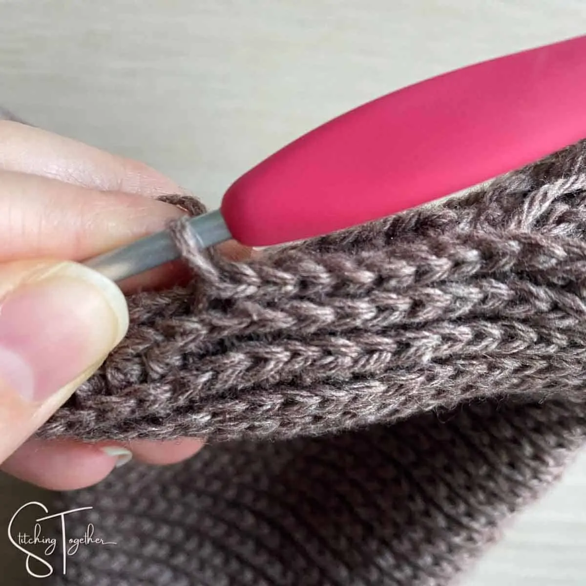 showing crochet slip stitches in progress