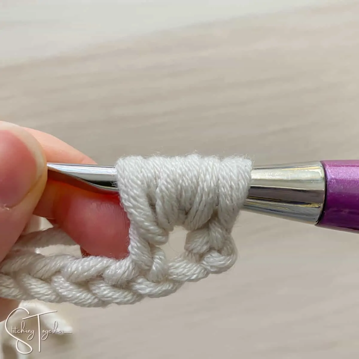 yarn over again, insert hook into same stitch and pull up a loop