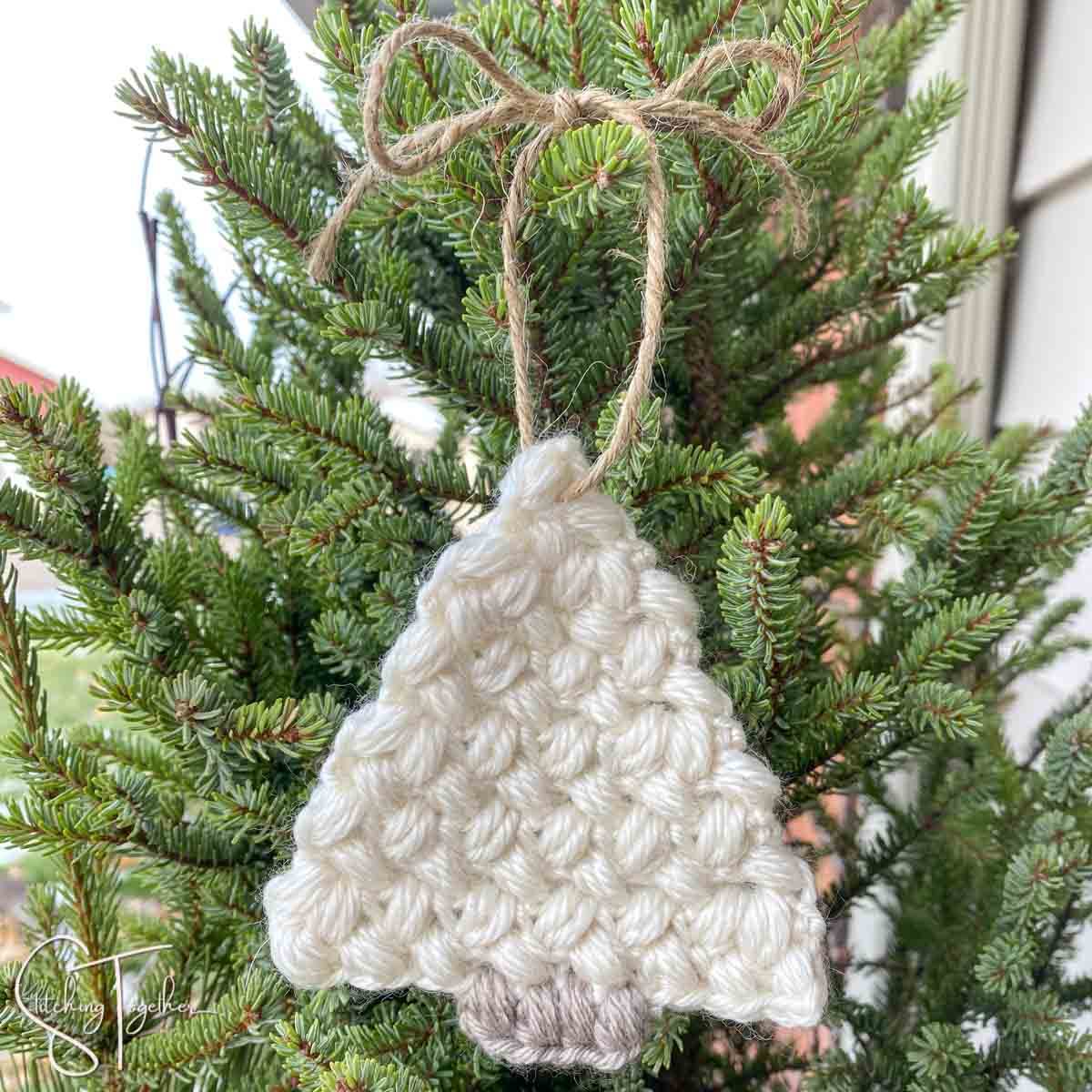 cream crochet christmas tree ornament