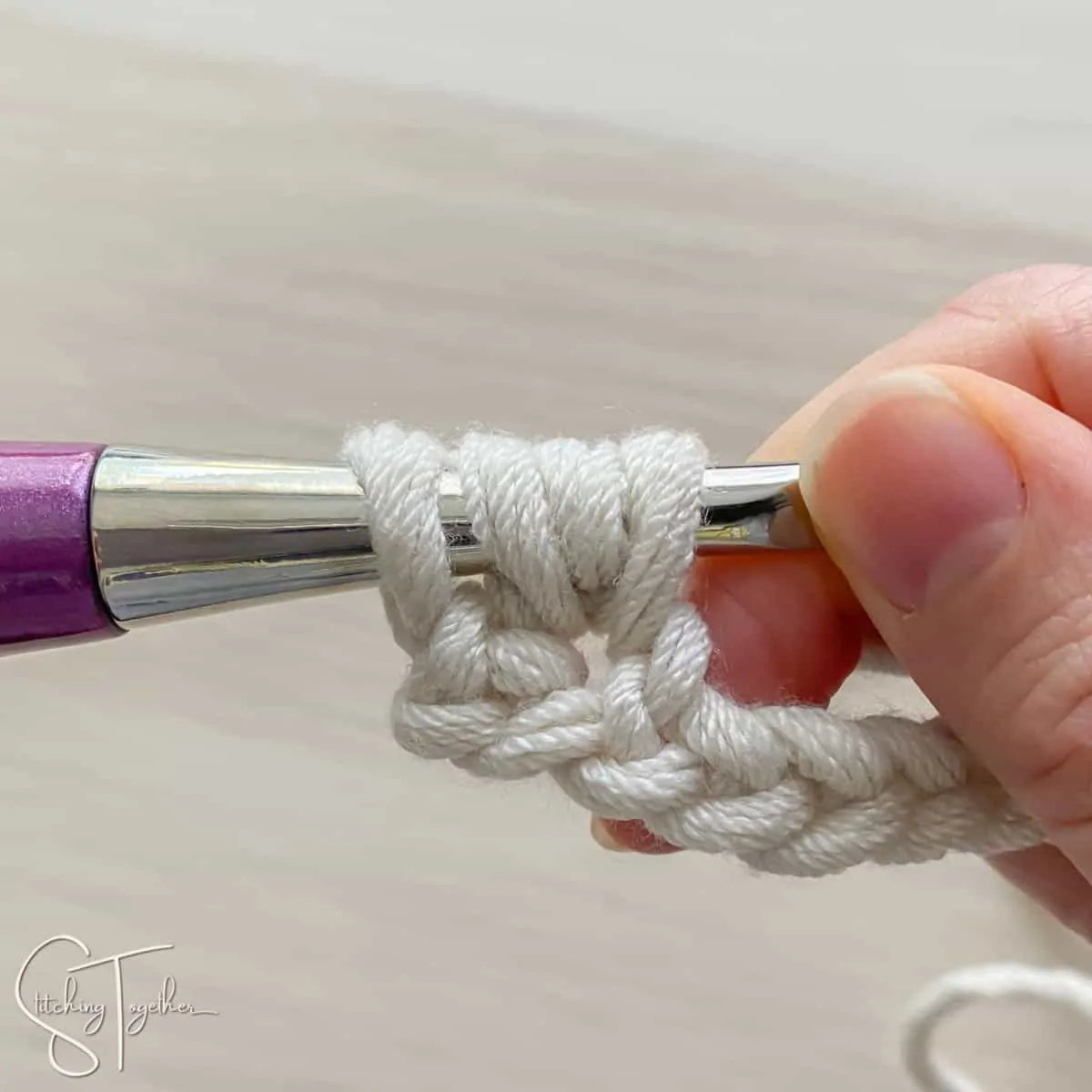4 crochet loops on a hook