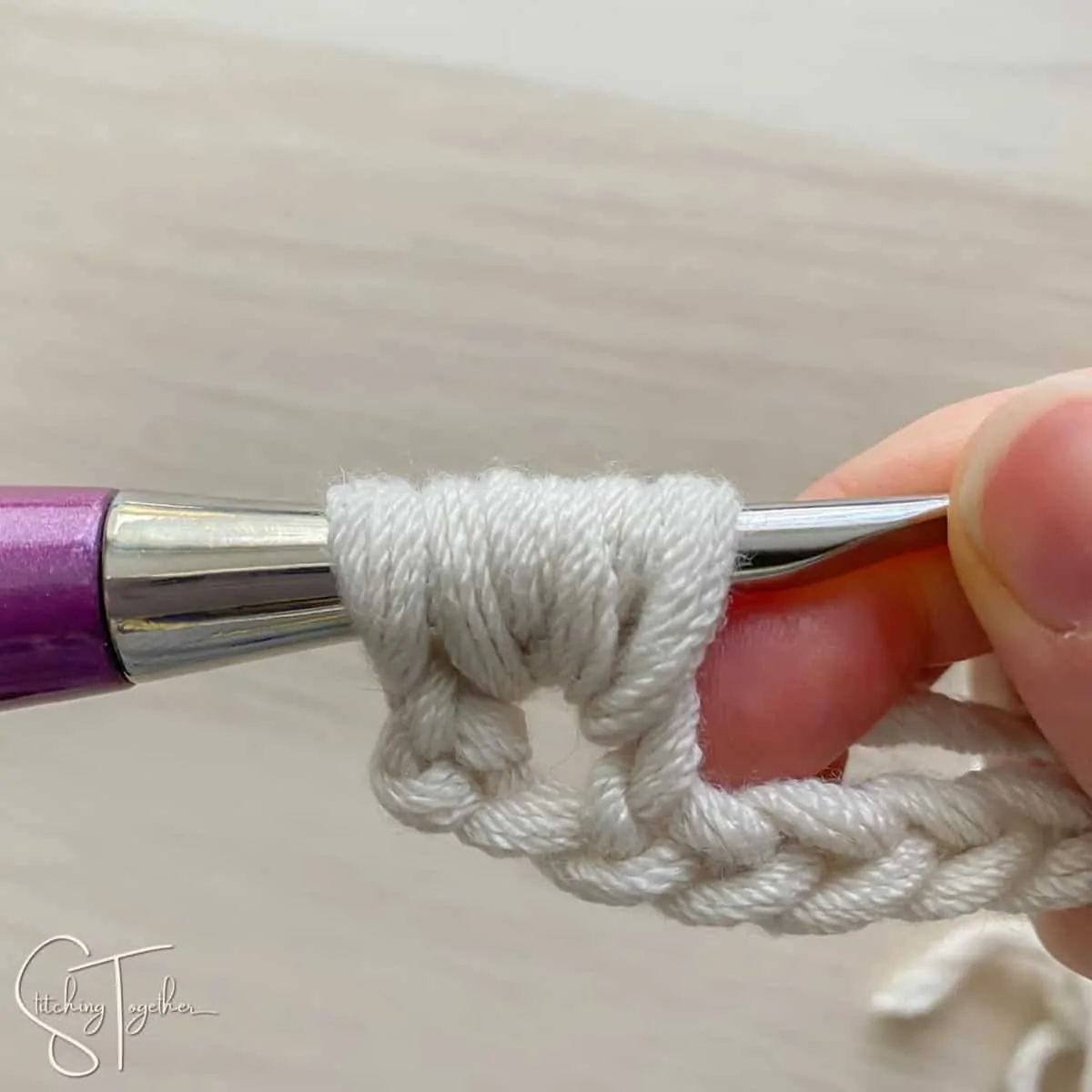 6 crochet loops on the hook