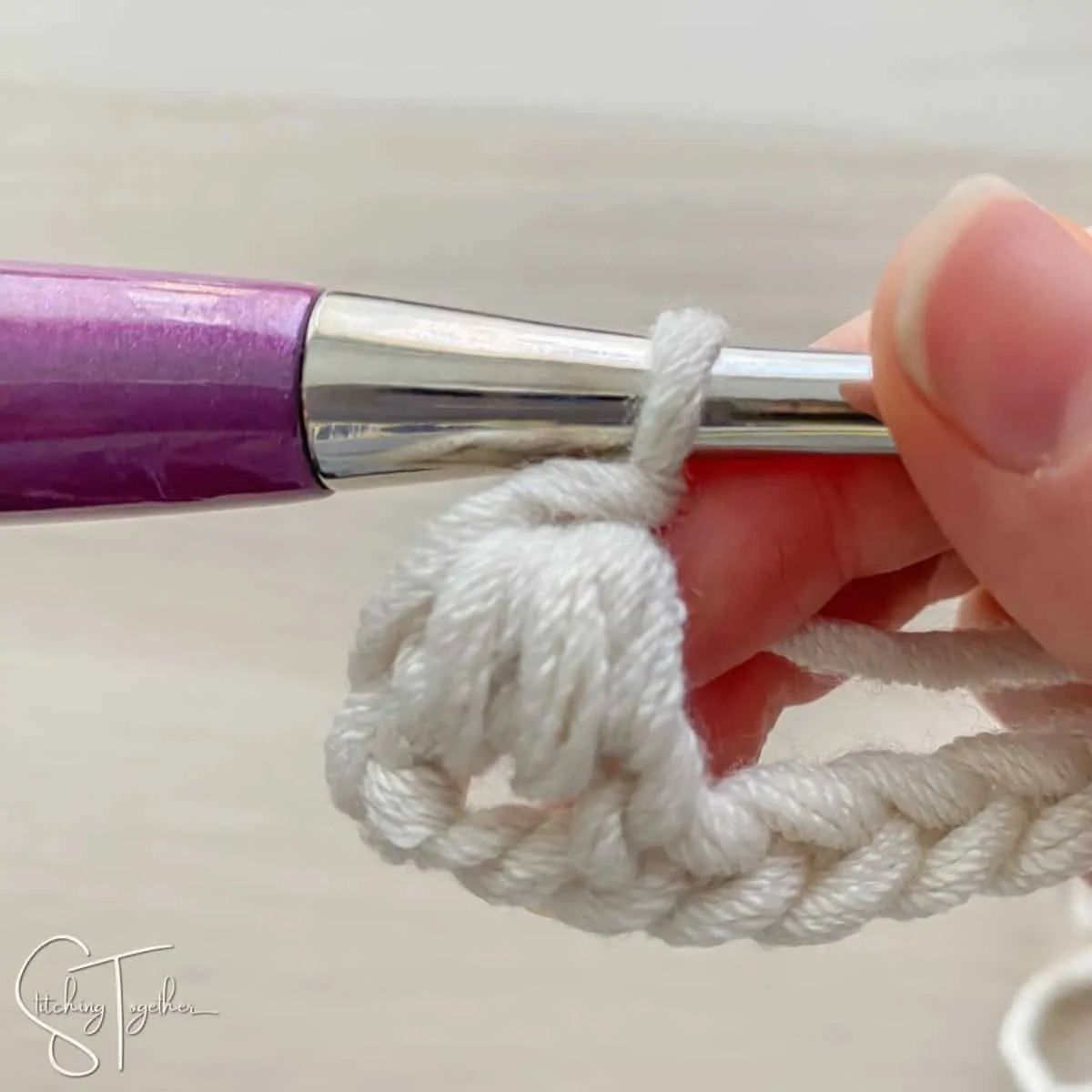 chain one to close puff stitch