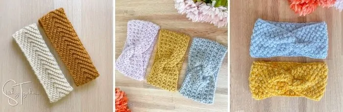 3 different crochet headband ear warmer patterns