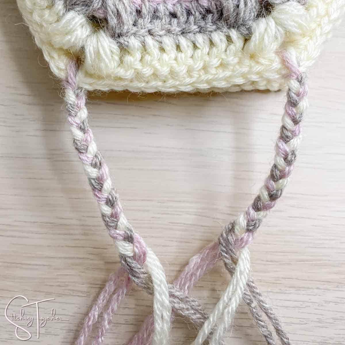 braiding yarn for ear flaps ties
